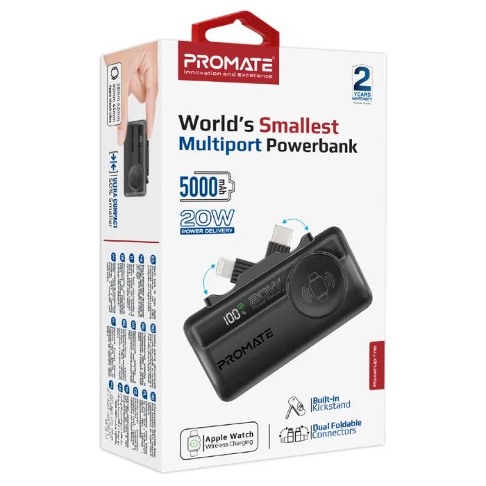 Батарея універсальна Promate 5000mAh PD/20W, Apple Watch charging (powerup-trio.black) зображення 2