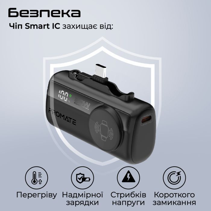 Батарея універсальна Promate 5000mAh PD/20W, Apple Watch charging (powerup-trio.black) зображення 8