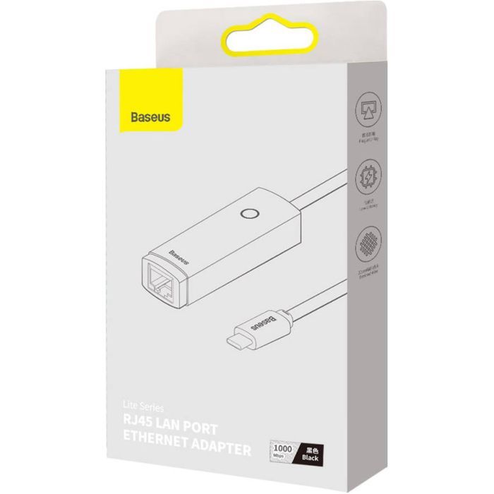 Переходник USB-C to RJ45 Ethernet 1000Mbps black Baseus (WKQX000301) изображение 7