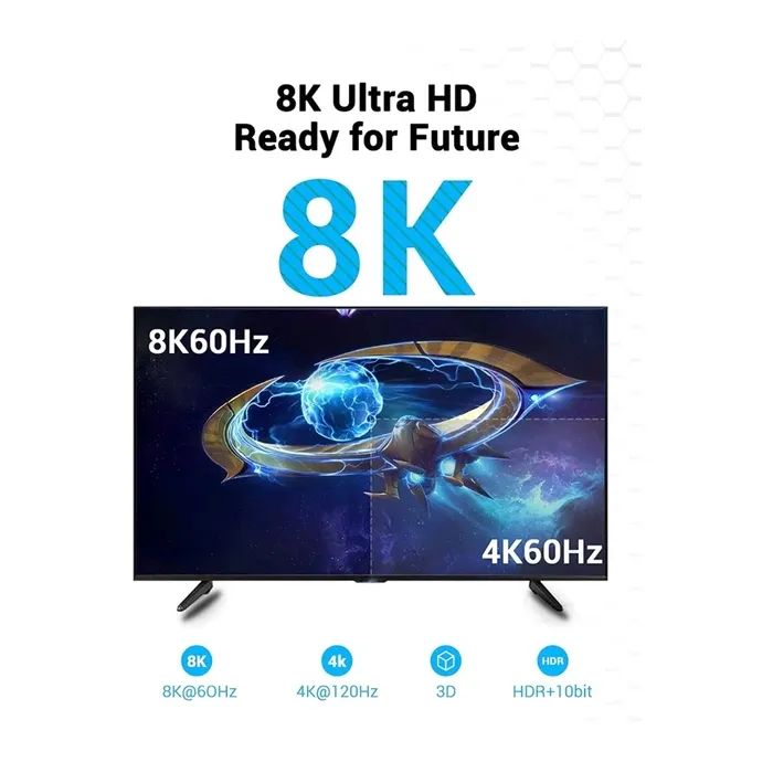 Кабель мультимедийный HDMI M to HDMI M 1.0m 8K black Vention (AANBF) изображение 6