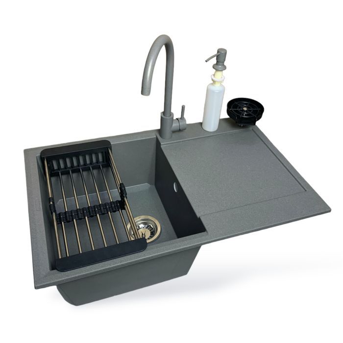 Мийка кухонна Adamant Horizon сірий + змішувач + дозатор (1824296901504)