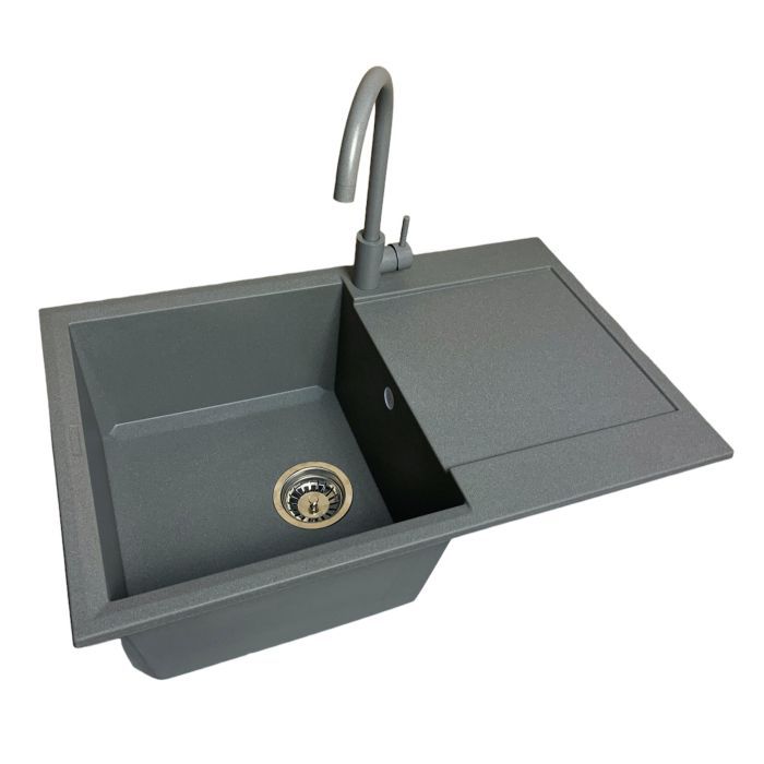 Мийка кухонна Adamant Horizon сірий + змішувач + дозатор (1824296901504) зображення 2
