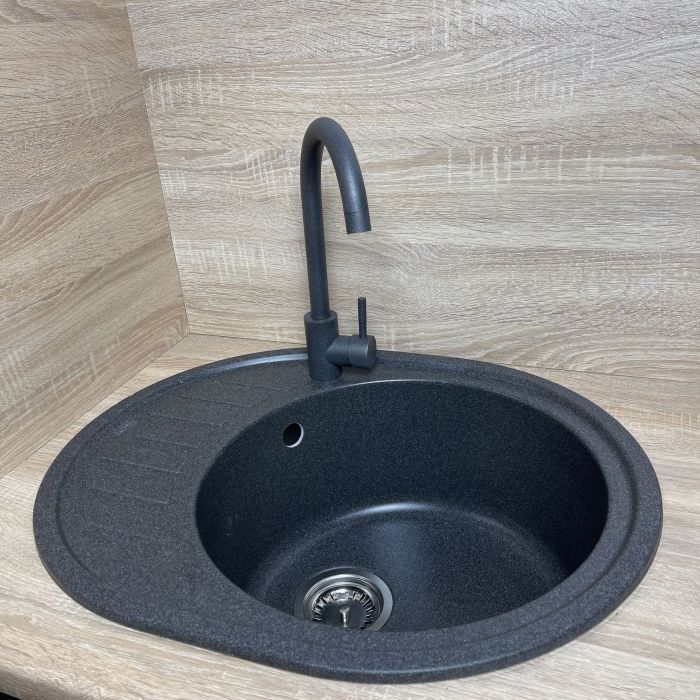 Мийка кухонна Adamant Ovum графіт + змішувач (1824296910413) зображення 2