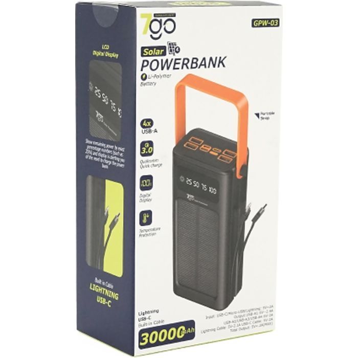 Батарея універсальна 7GO 30000mAh QC/3.0 Solar Black (GPW-03 / 44991) зображення 6