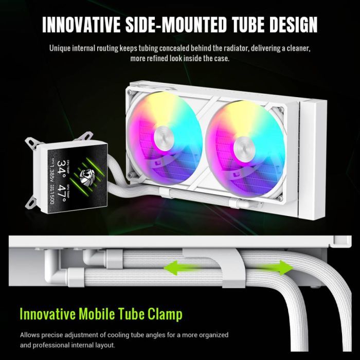 Система рідинного охолодження Gamemax GLACIER 240 LCD WH зображення 9