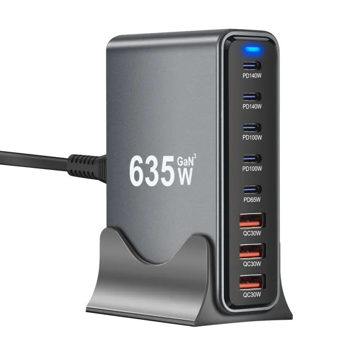 Зарядное устройство XoKo 2xUSB-C PD3.1 140W + 2xUSB-C PD100W + 1xUSB-C PD65W + 3xUSB QC30W GaN (QC-600)