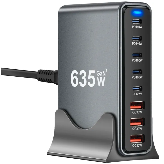Зарядное устройство XoKo 2xUSB-C PD3.1 140W + 2xUSB-C PD100W + 1xUSB-C PD65W + 3xUSB QC30W GaN (QC-600)
