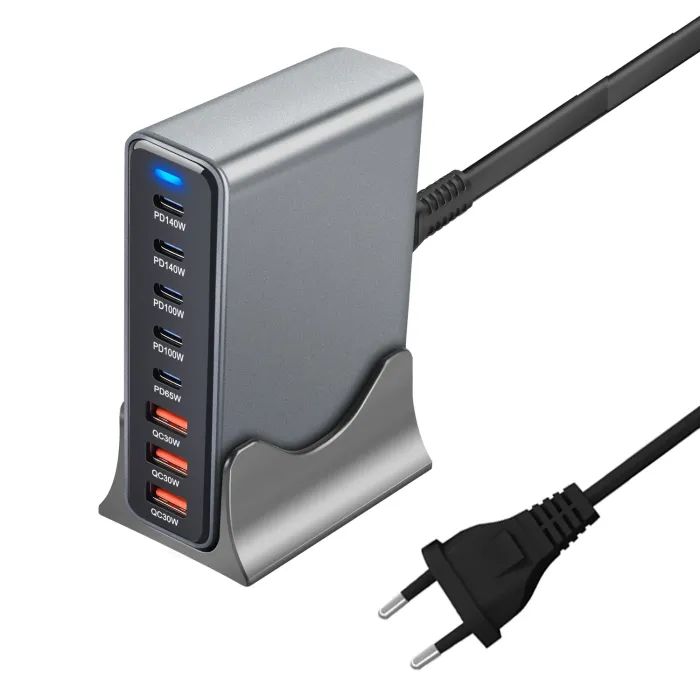 Зарядное устройство XoKo 2xUSB-C PD3.1 140W + 2xUSB-C PD100W + 1xUSB-C PD65W + 3xUSB QC30W GaN (QC-600) изображение 3