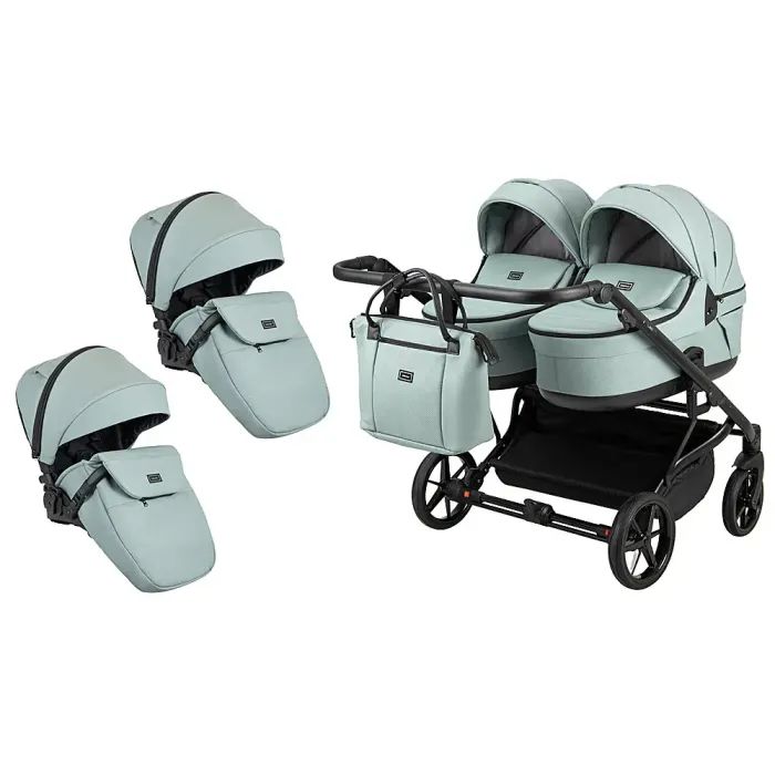 Коляска Adamex 2 в 1 Leo Duo Eco для двійні SA-2 чорна (681143)