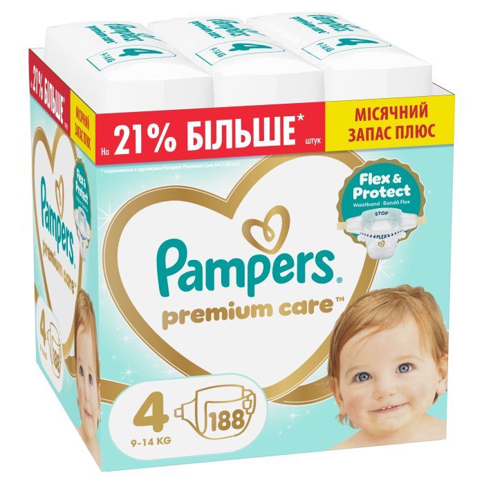 Підгузки Pampers Premium Care Розмір 4 (9-14 кг) 156 шт (8006530223591)