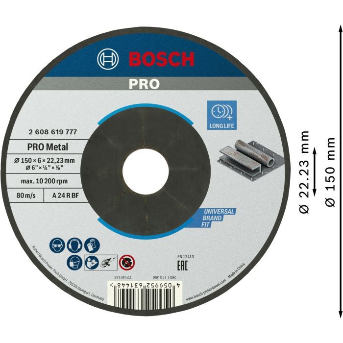 Круг отрезной Bosch Professional, для металла, 150×6×22.23 мм (2.608.619.777) изображение 3