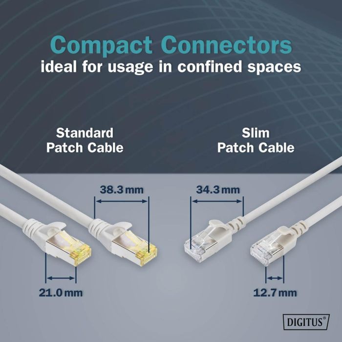 Патч-корд 2м, FTP, cat.6A, Sliim, AWG 32/7, Cu, LSZH, grey Digitus (DK-1632-A-020S) изображение 2