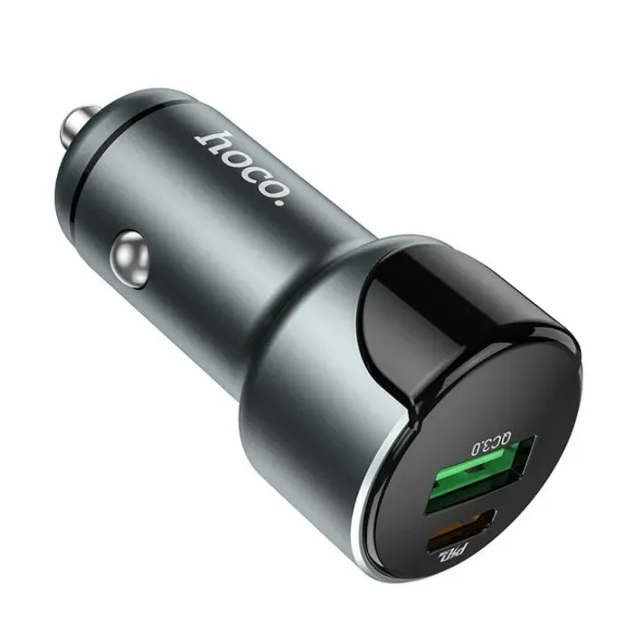 Зарядное устройство HOCO 1xUSB-C PD20W + 1xUSB QC3.0 car adapter Z42 gray (6931474742551) изображение 3