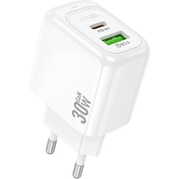 Зарядное устройство HOCO CS55A 1xUSB-C PD30W + 1xUSB QC3.0 white (6942007631549)