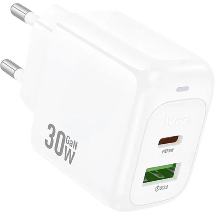 Зарядное устройство HOCO CS55A 1xUSB-C PD30W + 1xUSB QC3.0 white (6942007631549) изображение 4