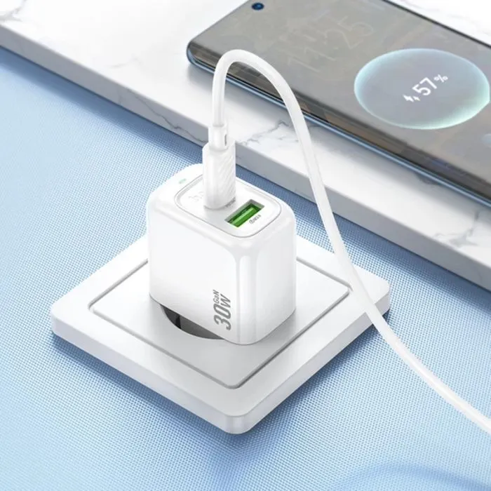 Зарядное устройство HOCO CS55A 1xUSB-C PD30W + 1xUSB QC3.0 white (6942007631549) изображение 8