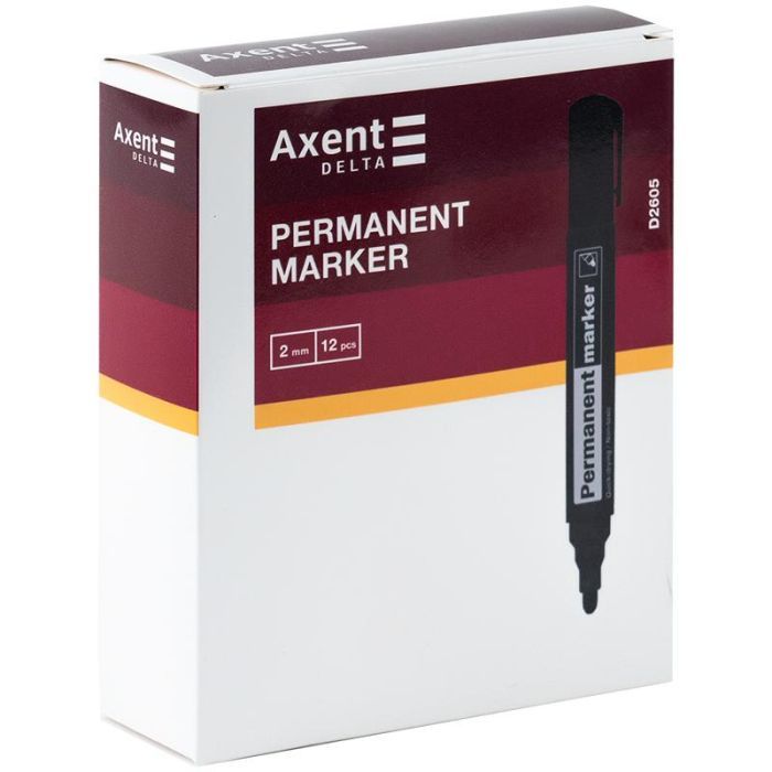Маркер Axent Permanent D2605, 2 мм круглий, червоний (D2605-06) зображення 2