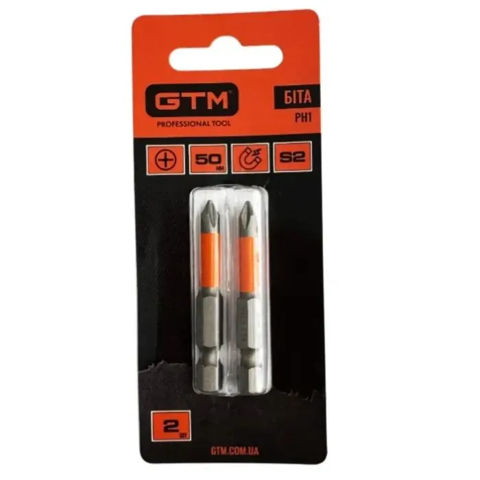 Набор бит GTM PH1, 50мм, 2шт. (SB-H1-50B)