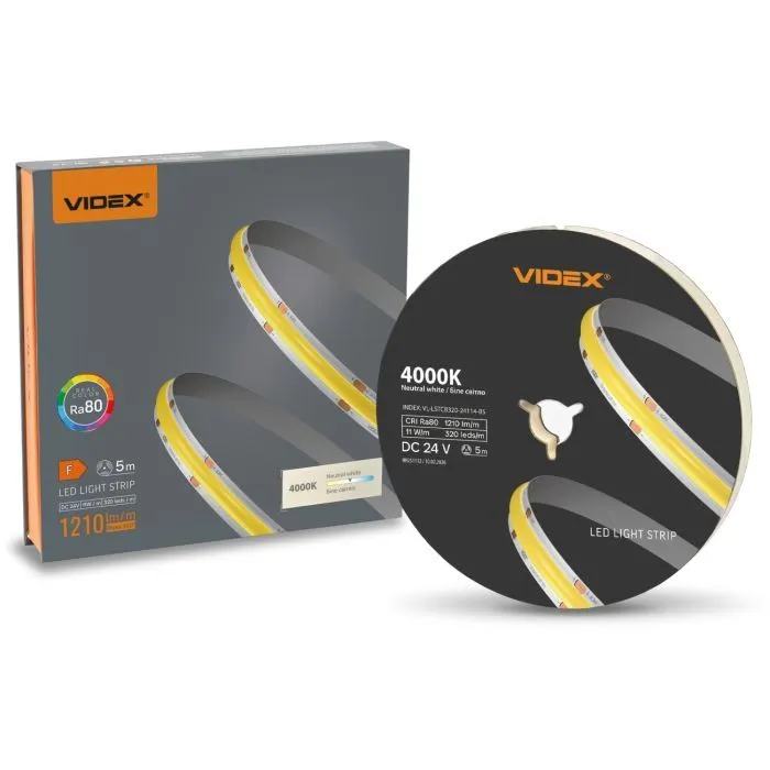 Світлодіодна стрічка Videx COB DC24V 55W 5M 4000K Ra80 IP20 5м (VL-LSTCB320-24114-B5) зображення 12