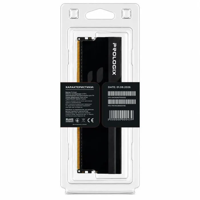 Модуль памяти для компьютера DDR5 16GB 5600 MHz Onyx Black Prologix (PRO16GB5600YB5) изображение 5