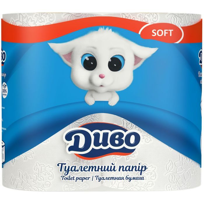 Туалетная бумага Диво Soft 2 слоя белая 8 рулонов (4820003833292)