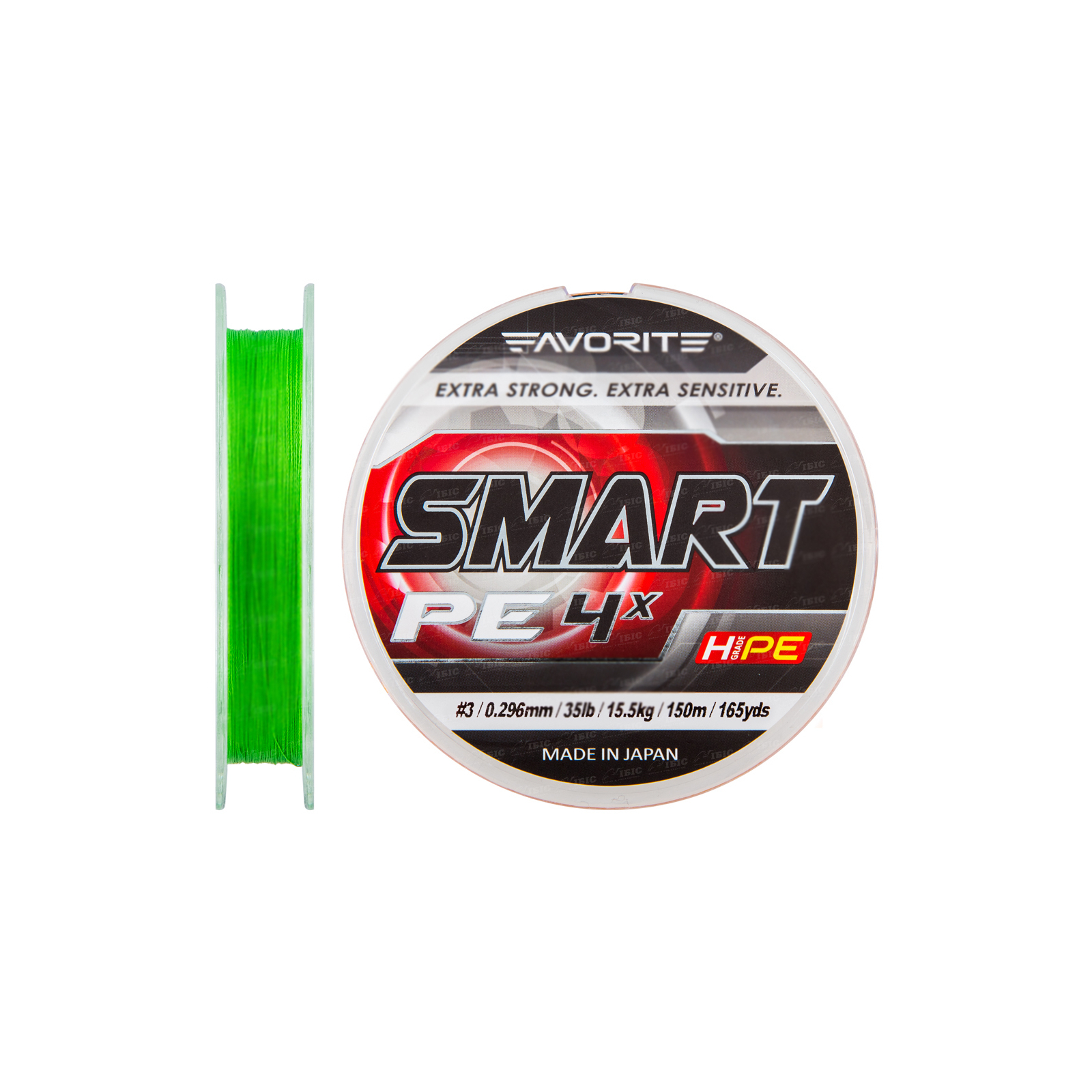 Шнур Favorite Smart PE 4x 150м салатовый #3.0/0.296мм 15.5кг (1693.10.30)