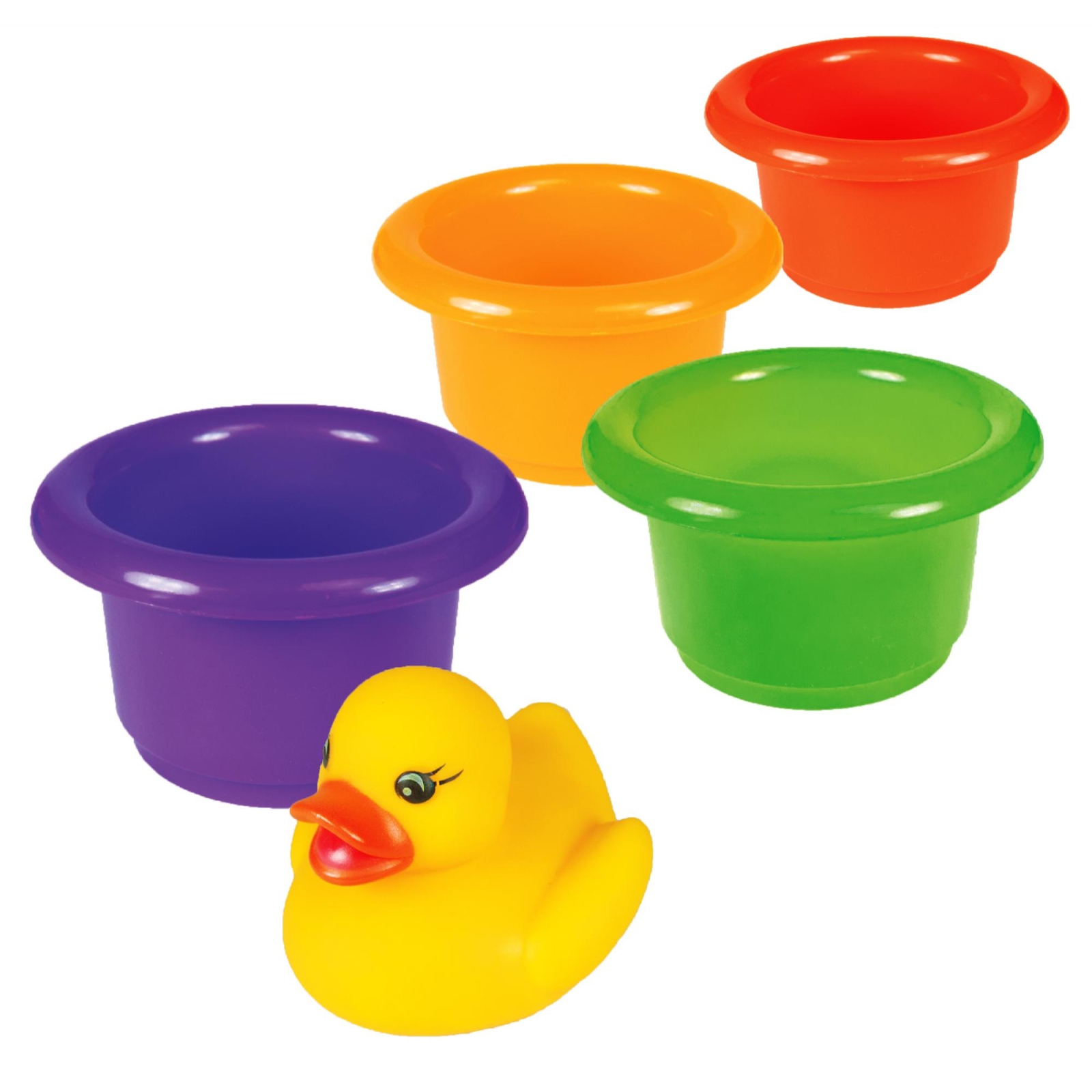 Іграшка для ванної BeBeLino Пирамидка-стаканчики с брызгалкой для ванной Утенок (57110)