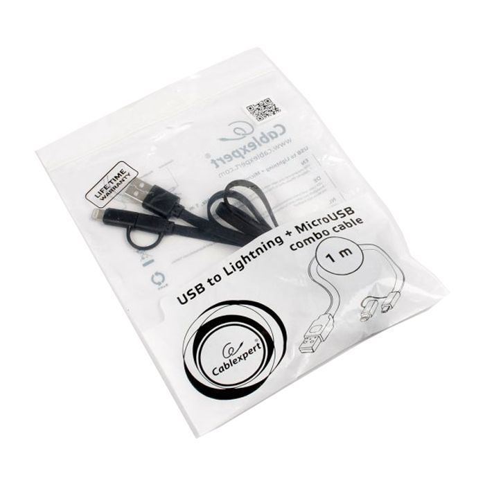 Дата кабель USB 2.0 AM to Lightning + Micro 5P 1.0m Cablexpert (CC-USB2-AMLM2-1M) изображение 2