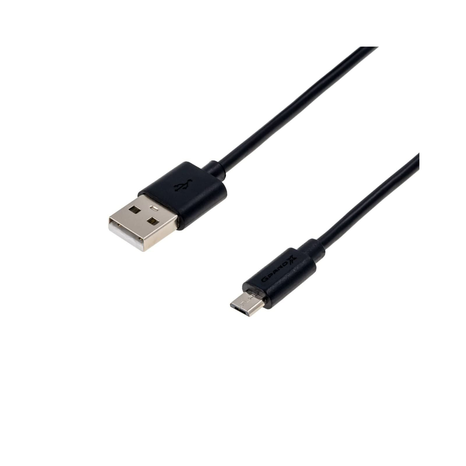 Дата кабель USB 2.0 AM to Micro 5P 1.0m Cu, 2.1A, Black Grand-X (PM01B) изображение 2