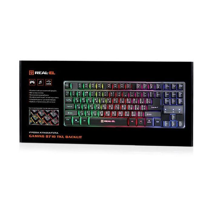 Клавиатура REAL-EL 8710 Gaming TKL Backlit, black изображение 3