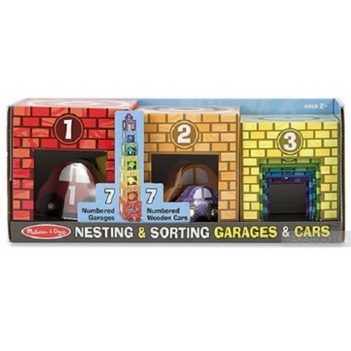 Развивающая игрушка Melissa&Doug Набор блоков-кубов Автомобили и гаражи (MD12435)