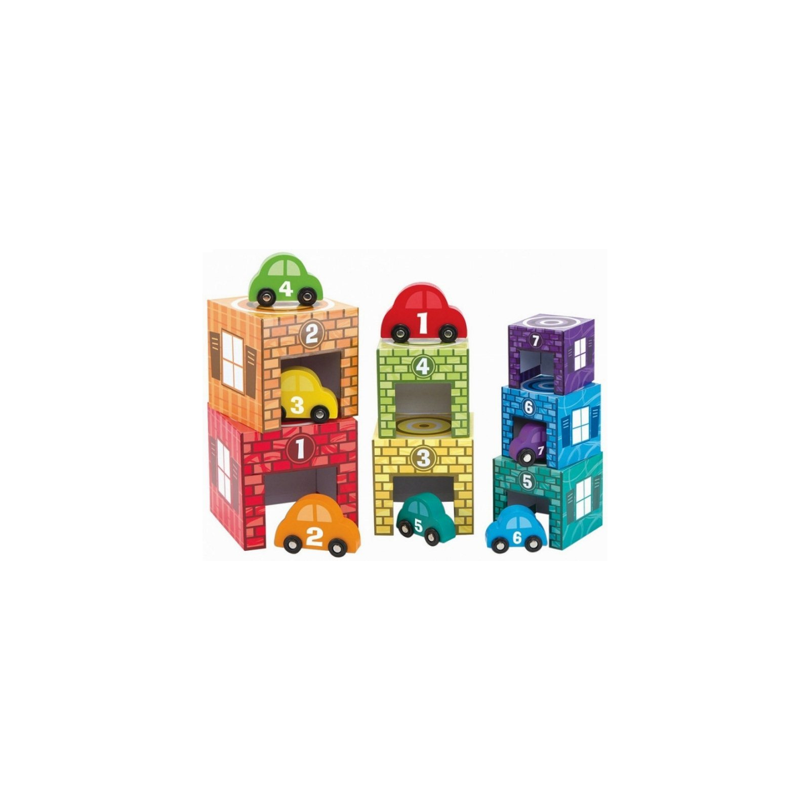 Развивающая игрушка Melissa&Doug Набор блоков-кубов Автомобили и гаражи (MD12435) изображение 2