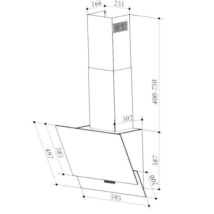 Витяжка кухонна Interline ALTEA BK A 60 PB/GL/A (ALTEABKA60PB/GL/A) зображення 8