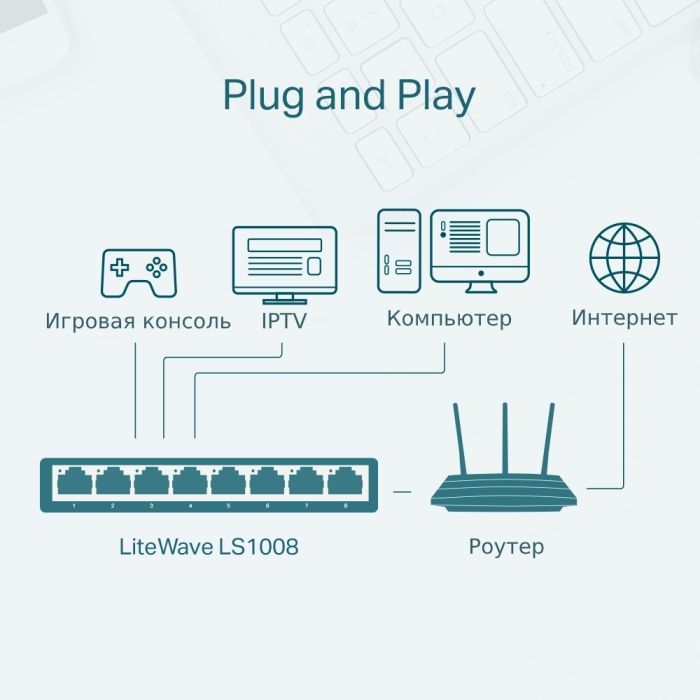 Комутатор мережевий TP-Link LS1008 зображення 6