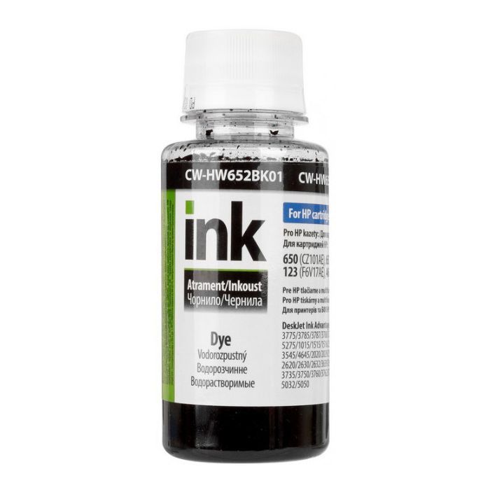 Чернила ColorWay HP 650/652/123 100мл Black (CW-HW652BK01)