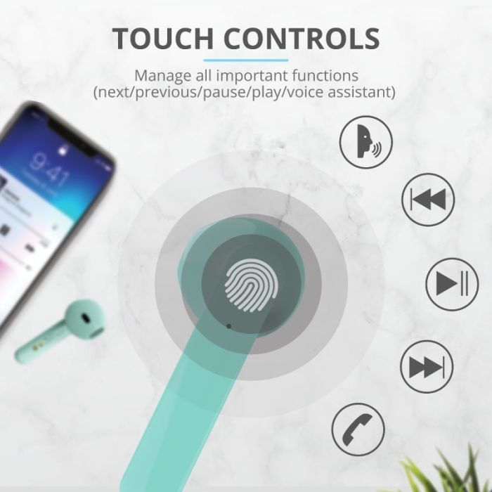 Навушники Trust Primo Touch True Wireless Mic Mint (23781) зображення 12
