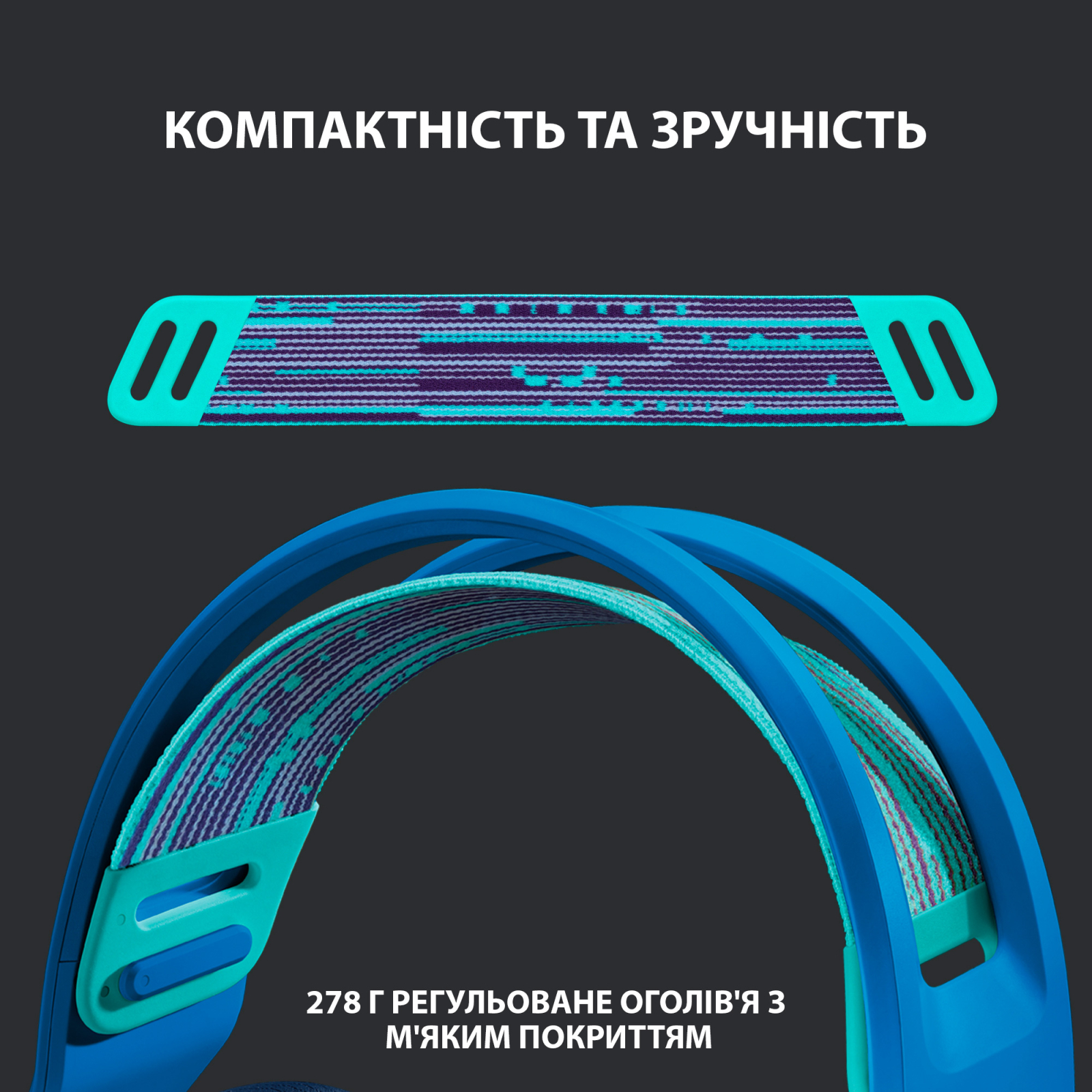 Навушники Logitech G733 Lightspeed Wireless RGB Gaming Headset Blue (981-000943) зображення 2