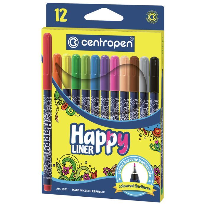 Лайнер Centropen набор Happy Liners 0.3 мм 12 шт 12 цветов (2521)