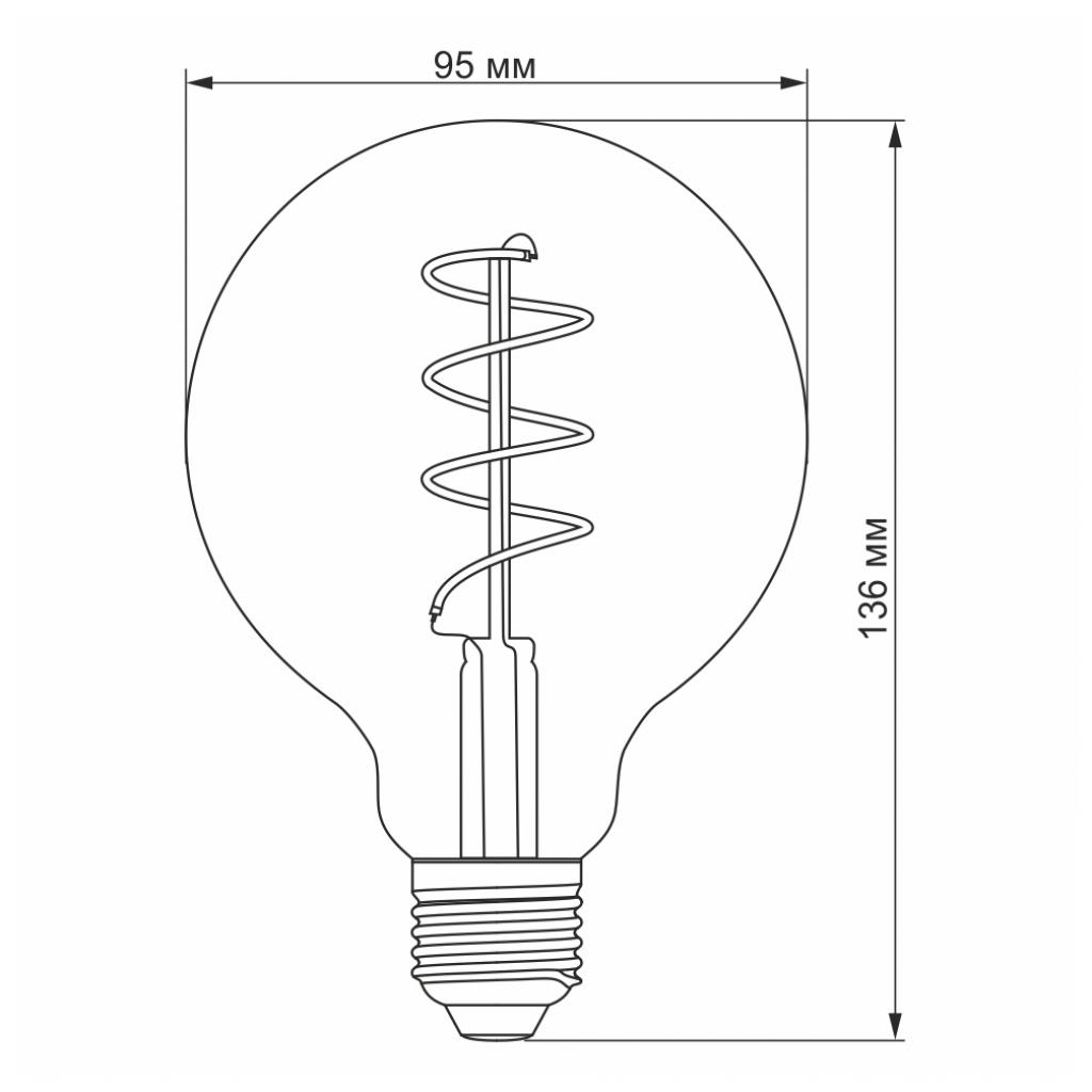Лампочка Videx Filament G95FASD 5W E27 2200K 220V (VL-G95FASD-05272) изображение 3