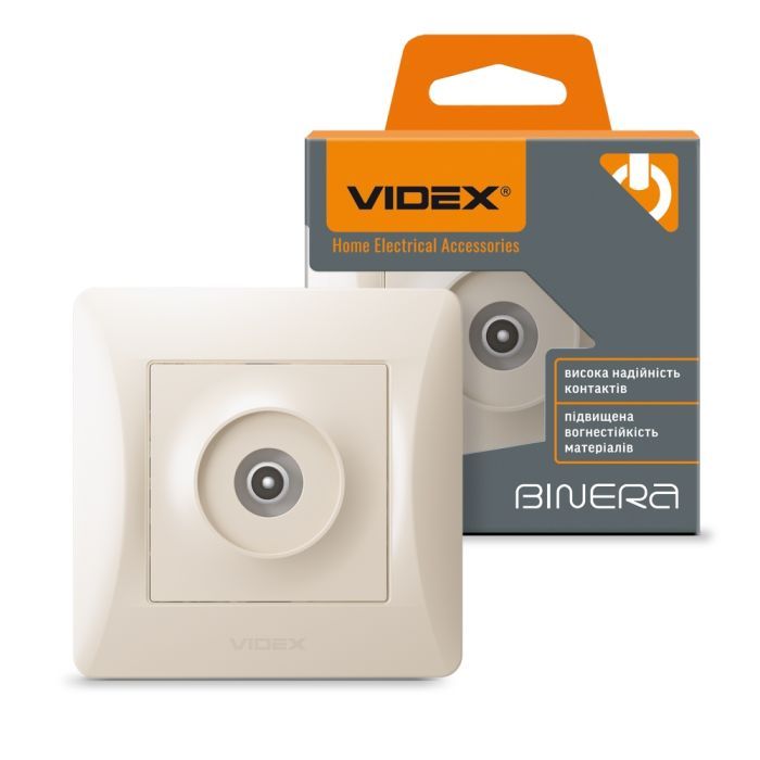 ТВ розетка Videx BINERA TV одинарная кремо (VF-BNSK1TVME-CR) изображение 4