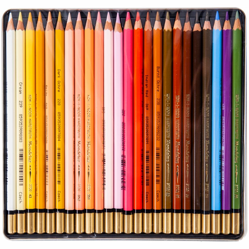 Олівці кольорові Koh-i-Noor Mondeluz Portrait акварельні 24 кольорів (3724024012)