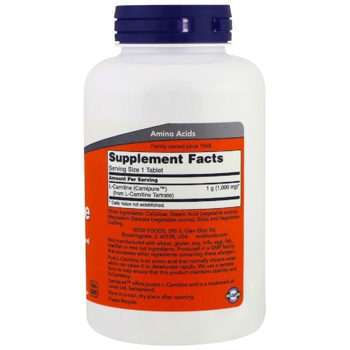 Витамин Now Foods L-Карнитин, 1000 мг, L-Carnitine, 50 таблеток (NF0067) изображение 2