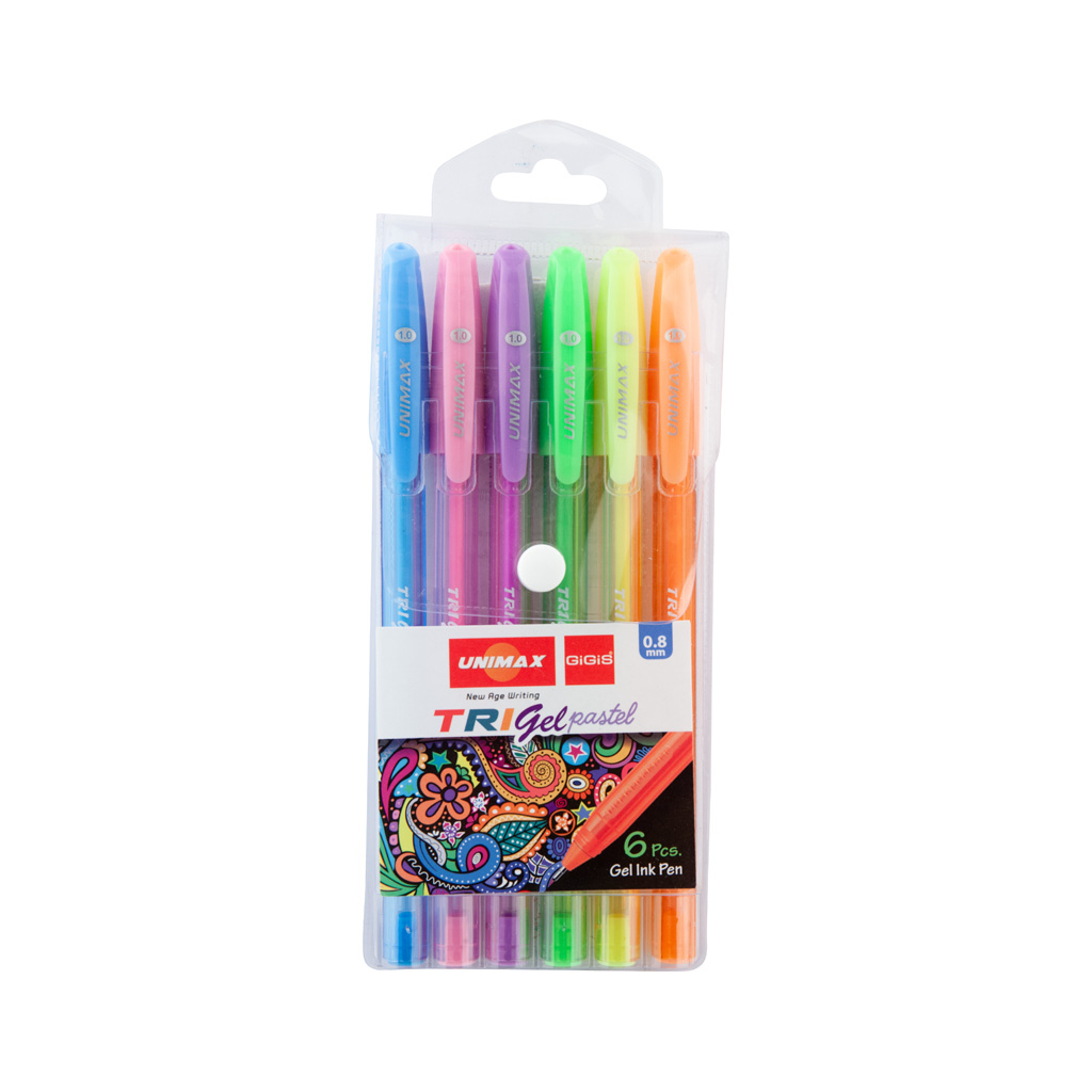 Ручка гелева Unimax набір Trigel Pastel, асорті пастельних кольорів 0.8 мм, 6 шт (UX-144) зображення 3