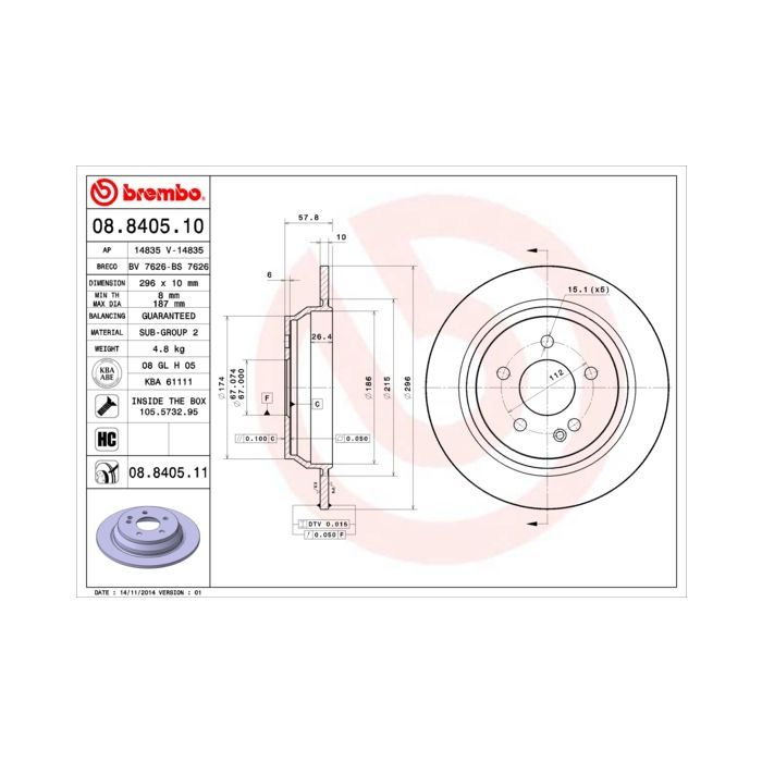 Гальмівний диск Brembo 08.8405.10