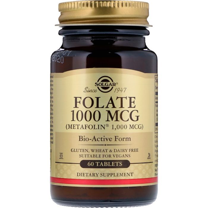 Витамин Solgar Фолієва кислота (В9), Метафолін, Folate as Metafolin, 1,000 (SOL-53595)