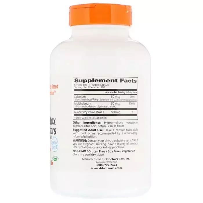 Витамин Doctor's Best N-Ацетилцистеин, NAC Detox Regulators, 180 гелевых капсул (DRB-00517) изображение 2