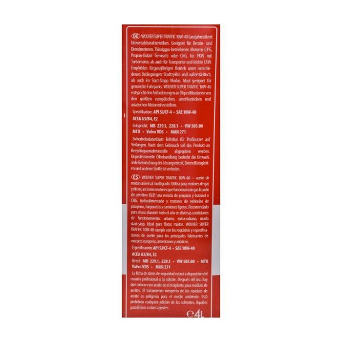 Моторное масло Wolver Super Traffic 10W-40 4л (4260360942525) изображение 5