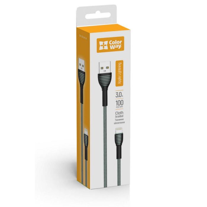 Дата кабель USB 2.0 AM to Lightning 1.0m ColorWay (CW-CBUL041-GR) зображення 8