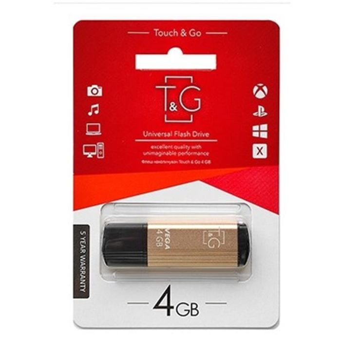 USB флеш накопитель T&G 4GB 121 Vega Series Gold USB 2.0 (TG121-4GBGD) изображение 2