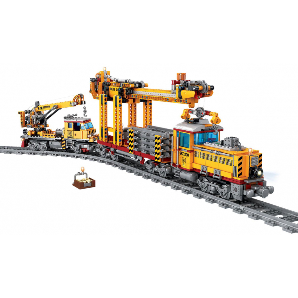 Конструктор ZIPP Toys Поезд DPK32 с рельсами, желтый на радиоуправлении (98253)